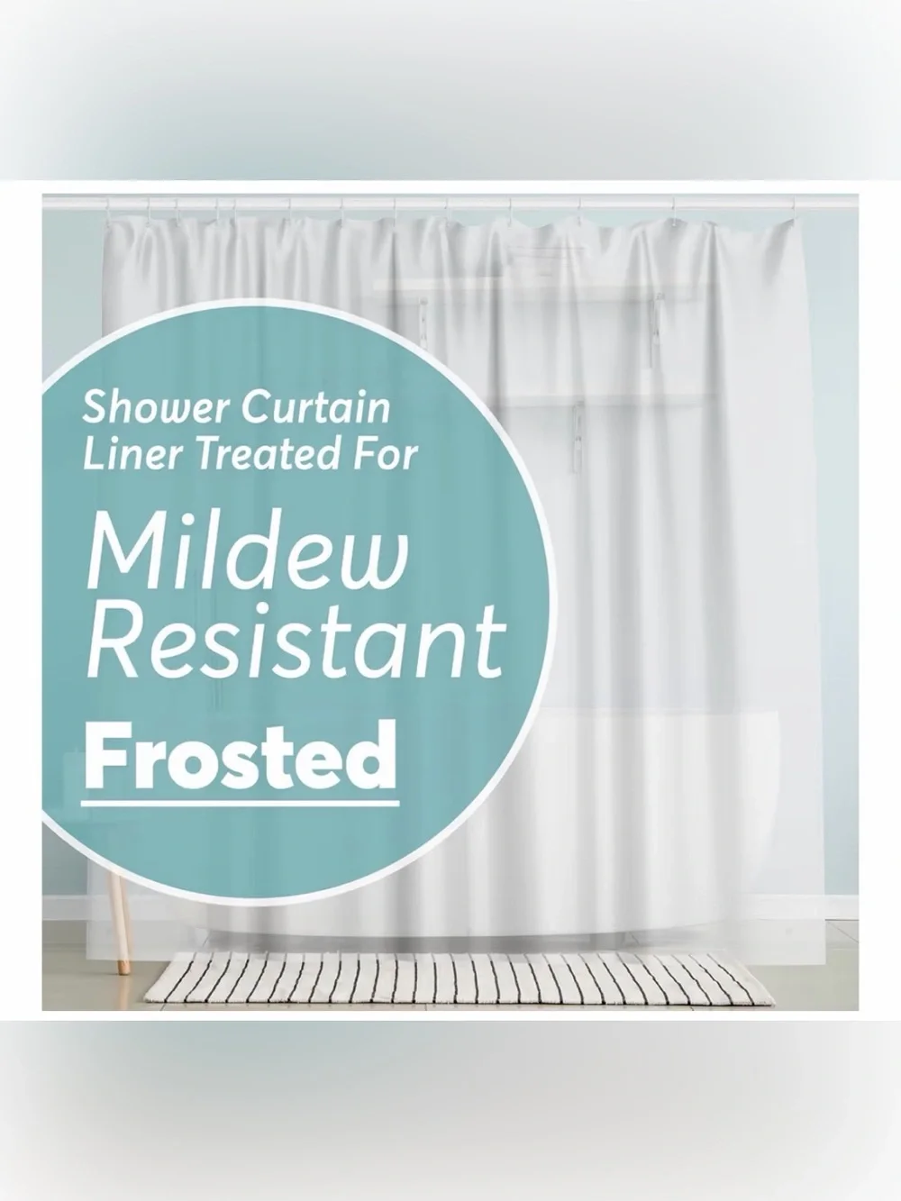 Frosted White Shower Curtain Liner with Metal Grommets